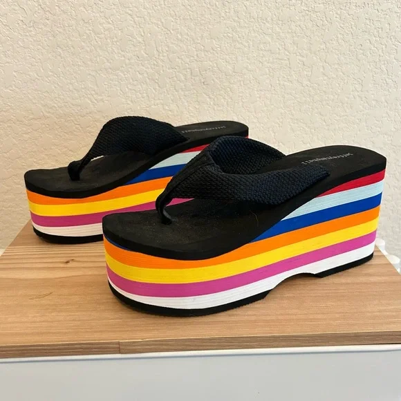 Jeffrey Campbell Wavin Rainbow Platform Flip Flop Size 10 - Picture 1 of 8
